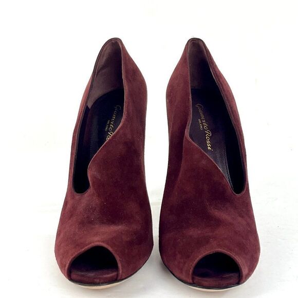 Gianvito Rossi Suede Peep Toe Stiletto Pumps in Red Size 40/9.5 - Picture 2 of 12